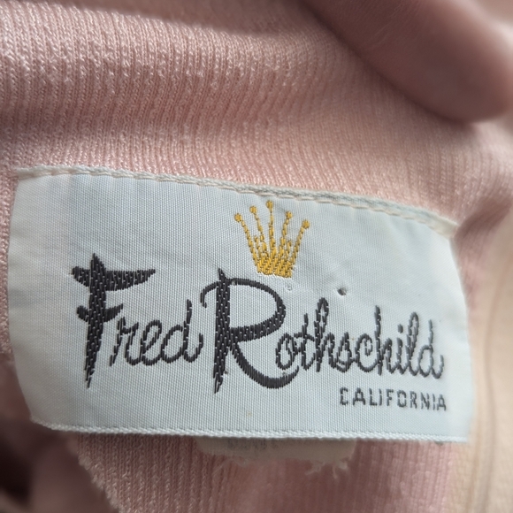 Vintage Fred Rothschild Flirty 70s 80s Pastel Pink Embroidery Full Midi Dress - Picture 8 of 9